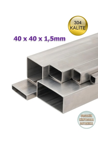 Paslanmaz Çelik Profil 304 Kalite 40x40x1,5mm Satine Yüzeyli