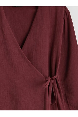 Lc Waikiki Bordo Kruvaze Yaka Kadın Müslin Kimono