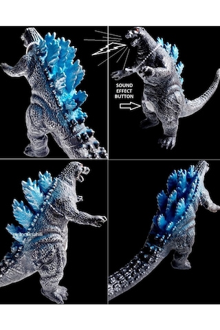 Godzilla Ses Efekti 25x15.5cm Dinazor Kırılmaz Oyuncak Dinozor Godzila Piller Dahil
