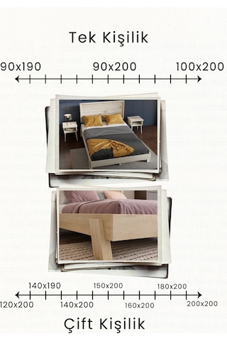 Renazzo Ebruli Yatay Başlıklı Masif Ahşap Karyola Beyaz 180x200 Beyaz - 180 X 200