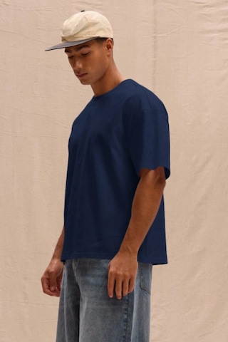 Erkek %100 Organik Pamuklu Kalın Dokulu Comfort Fit Bisiklet Yakalı T-shirt Lacivert