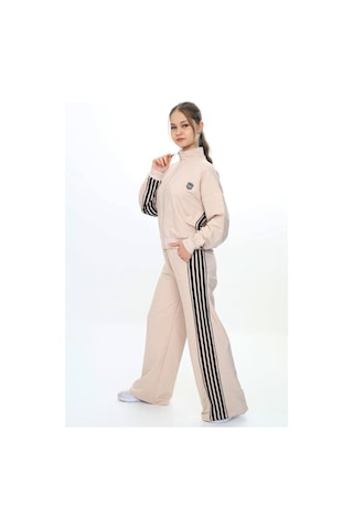 Kız Çocuk %100 Pamuk Oversize Alt&üst Uzun Kol Eşofman Takımı-183-eşt-0023 Bej