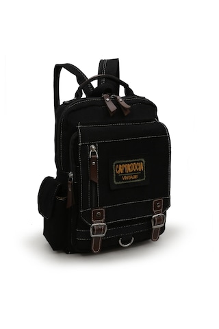 Cappadocia Vintage 4012 Siyah Küçük Sırt Çapraz Omuz Askılı 14 İnç Laptop Çantası Siyah