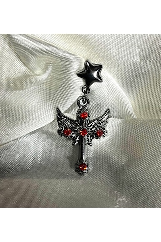 Dükkan Design Taşlı Anka Kuşu Küpe Antrasit
