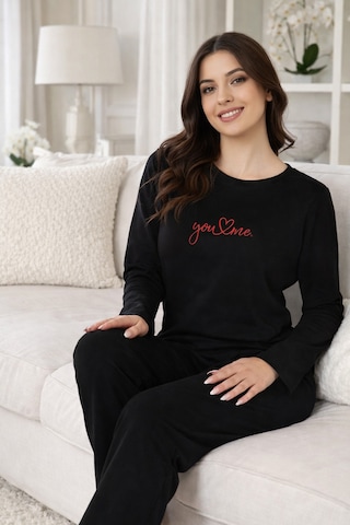 Remsa Kadın Önü Yazılı Suprem Pijama Takımı 0607 Siyah07 Siyah07