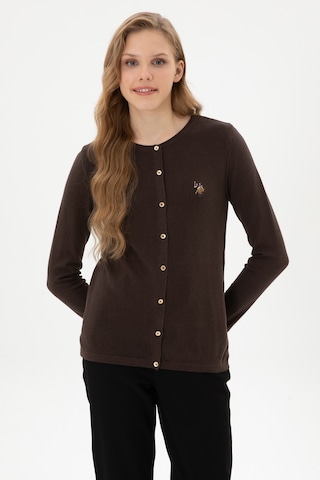 U.s. Polo Assn. Kadın Koyu Kahverengi Hırka Triko 50307737-vr084 Koyu Kahverengi