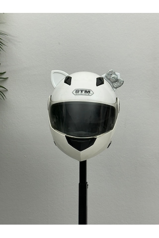 Motor & Motosiklet Hologram Fiyonklu Beyaz Kedi Kulak Kask Dış Aksesuarı Diğer
