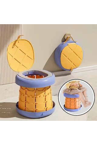 Tuvalet Eğitici Katlanabilir Taşınabilir Çocuk Lazımlık Portatif Seyahat Bebek Tuvaleti Sarı