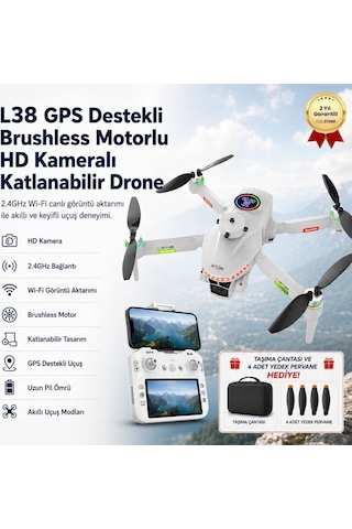 L38 Gps Destekli Brushless Motorlu Hd Kameralı Katlanabilir Drone 2.4ghz Wi-fi Canlı Görüntü Aktarımlı-1691