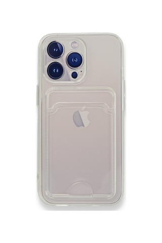 FitCase Apple Uyumlu iPhone 13 Pro Max Kılıf Cardy Şeffaf Kartlık Cepli Kapak