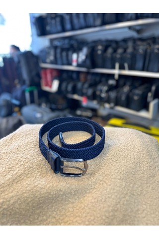 Trg Polo Lacivert 3,5 Cm Örgü Desenli Erkek Kemeri Lacivert