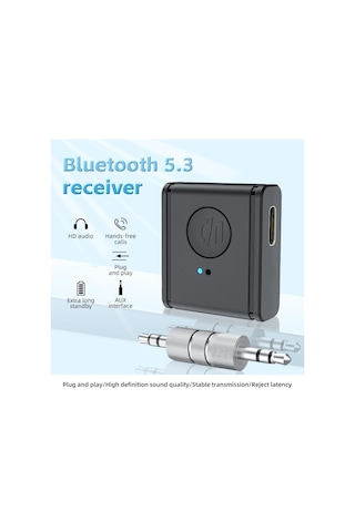 B1 Bluetooth 5.3 Aux Alıcı 3.5mm Araç Ses Adaptörü Hifi Ses Eller Serbest Arama