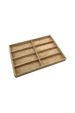 New York Model Süet Süet Kumaş Sütlü Kahve Renk 34/24 Cm Bölmeli Çekmece Içi Gözlük Standı Çok Renkli