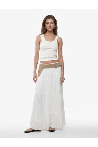 Koton Pamuklu Slim Fit U Yaka Kalın Askılı Çiçek Aplike Detaylı Atlet Beyaz 6sak10302ek