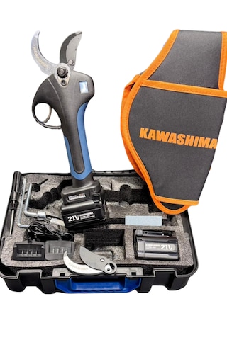 Kawashıma 45mm Akülü Budama Makası 21 Volt 4 Ah Çift Bataryalı Bel Taşımalı