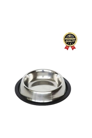 Premium Uzun Ömürlü Sağlam Kaymaz Kauçuk Taban Paslanmaz Çelik Metal Kedi Köpek Mama Su Kabı 34 Cm