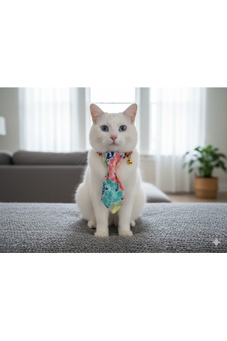 Flypet Renkli Çiçek Desen Kravat Kedi Tasma & Yavru Köpek Tasma 13cm-24cm