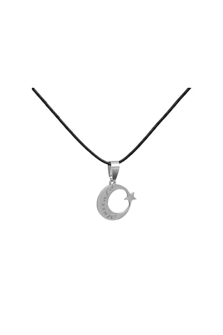 Ayyıldız Tasarım Kişiye Özel İsim Yazılı Siyah İp Zincirli Çelik Kadın Kolye Çelik