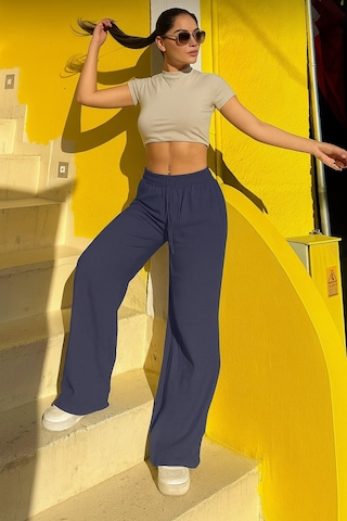 Trendy Mall Sofya Keten Bol Kesim Pantolon Mavi Mavi Trendy Mall Sofya Keten Bol Kesim Pantolon Mavi Mavi