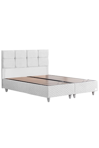 Gümüş İkili Set, Gümüş Çift Kişilik Baza Başlık Seti Beyaz 160 x 200
