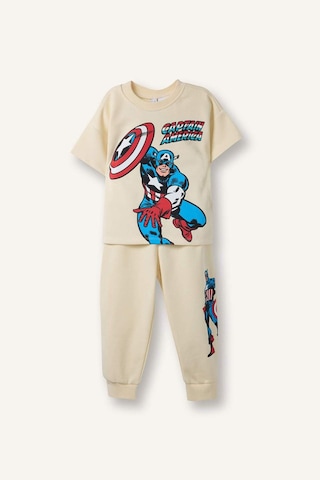 Defacto Marvel Comics 2li Takım Sweatshirt Eşofman Altı Erkek Bebek G6691a526smbg807 Bej-bg807