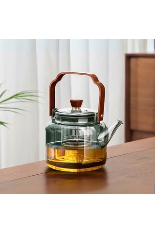 Akasya Saplı Demlik - 1200 Ml - Borosilikat Cam Sarı