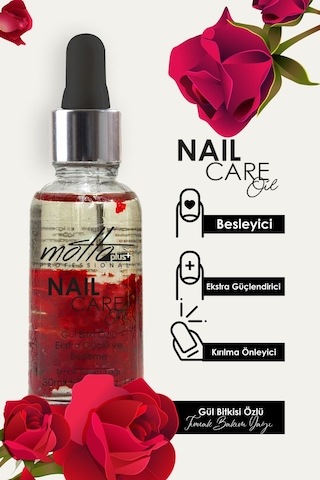 Motto Plus Professional Gül Özlü Ekstra Güçlendirici Ve Kırılma Önleyici Doğal Tırnak Bakım Yağı 30ml