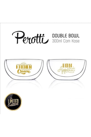 Perotti Tekli Çift Cidarlı Cam Kase Double Bowl 300ml 13796