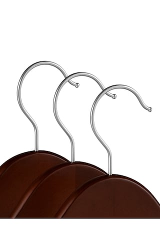 Teknor-prado 48 Adet Ahşap Görünümlü Plastik A Kalite Siyah Stil Elbise Askısı Kahverengi