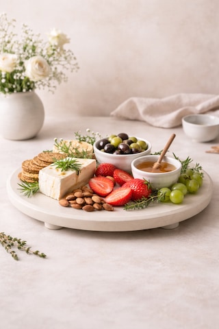 Porselen Sunumluk 2 Cm Ayaklı, Dekoratif Sunumluk Beyaz