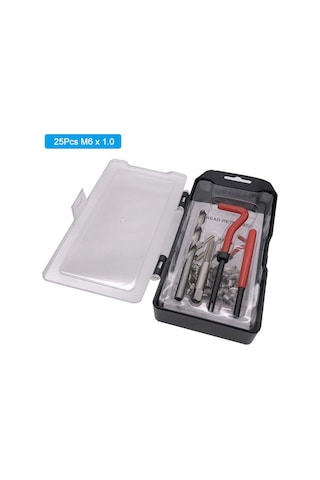 Symbee Motor Ve Otomobil Için Çelik Vida İripli Tamir Seti M6 X 1.0, 25 Parça, Plastik Kutu