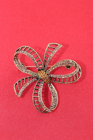 Aşk Düğümü Broş Gold Renkli Kristal Taşlı Kadın Yaka İğnesi Broş. Çok renkli