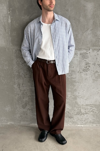 Erkek Baggy Fit Gabardin Kumaş Pantolon Kahverengi