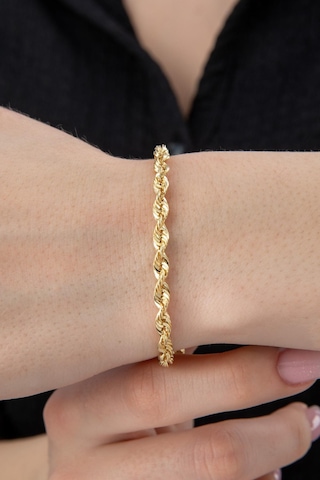 14 Ayar Altın Işıltılı Burgu Halat Zincir Bileklik 3.90 Mm Sarı Altın