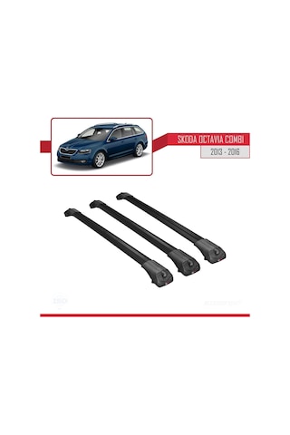 Skoda Octavia Combı 2013-2016 Arası İle Uyumlu Ace-1 Ara Atkı Tavan Barı Siyah 3 Adet Bar