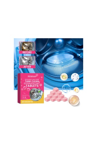 Maiyame Makine Temizleyici Fıçlı Tabletler - Derinlemesine Yıkama, Koku Ve Kirlik Giderici - 10 Adet 150g - Tüm Markalar Uyumlu Beyaz