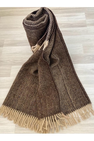 %100 Saf Yün Scotch Dizlik - Tv Battaniye 130x170 Açık Kahve