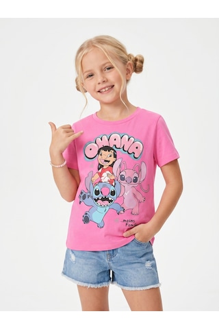 Sea Bubbles Ohana Stitch Kız Çocuk Tişört St10393 Pembe