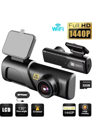 Zilinn Araç Kamerası Wifi Hd 2k 1440p, Araba Dvr İçin, Kablosuz Video Kaydedici Usb / Acc 24h, Park Modu