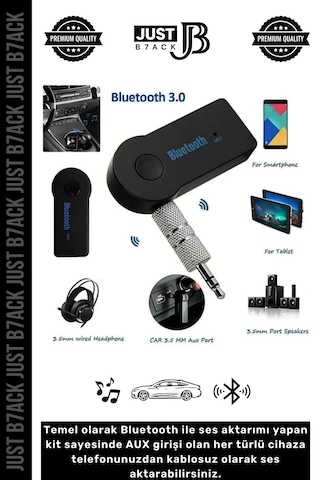 Bluetoothaux 4 Saat Bataryalı Uyku Mod Usb Şarjlı Bluetooth 3.0 Aux Müzik Alıcısı Telefon Araç Kiti