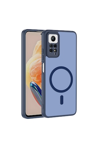 Xiaomi Redmi Note 12 Pro 4g Kılıf Kamera Korumalı Mat Darbe Emici M-safe Şarj Özellikli Silikon Babet Kapak Lacivert