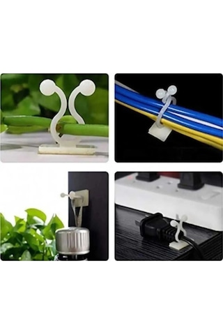 10 Adet Kendinden Yapışkanlı Kablo Sarmaşık Çiçek Tutucu Duvar Sabitleme Aparatı Yapışkanlı