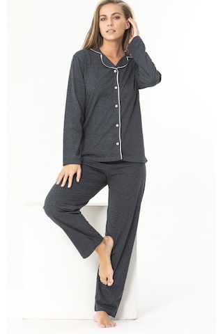 Gömlek Uzun Kol Antrasit Pijama Takımı Antrasit