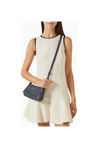 Pinko Mini Half Moon Mavi Deri Lüks Baguette Çanta, Günlük Ve Gece Kullanımı Için Omuz Çantası