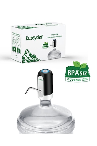 Bpa'sız Şarjlı Damacana Pompası Bpa'sız Boru 10l - 15l - 19l 1200 Mah Siyah
