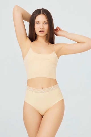 Cotonhill Desenli Lastikli Yüksek Bel Lazer Kesim Bikini Külot-ten Ten