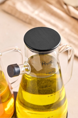 Gael Black 2 Li 900 Ml Tepsili Yağlık-sirkelik Seti 3 Parça Borosilikat Seffaf Şeffaf