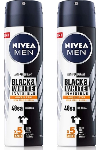 2 Adet Men Black & White Invisible Güçlü Etki Erkek Deodorant Spr