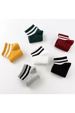 Bgk Unisex 6 Çift Koton Çizgili Patik Çorap Extra Rahat Çok Renkli