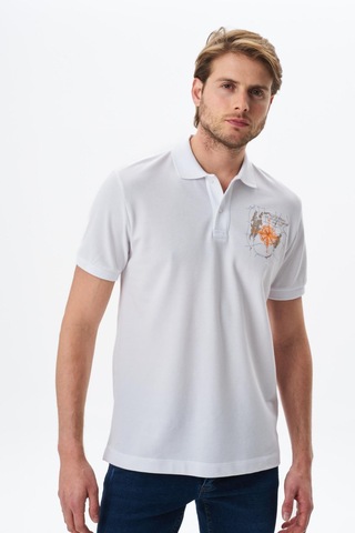 AR-MA Arma Erkek Regular Fit Baskılı % 100 Pamuk Pike Polo Yaka Tişört Y29374356202 Beyaz